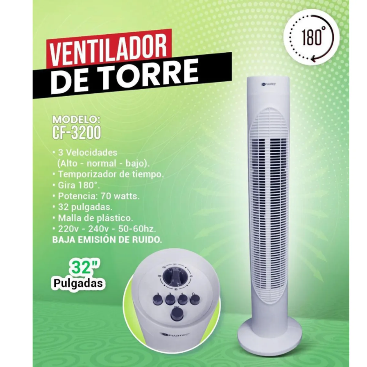 FUJITEC - VENTILADOR DE TORRE DE 32 PULGADAS FUJITEC CF-3200 SIN CONTROL