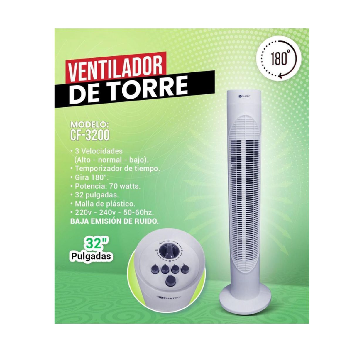 FUJITEC - VENTILADOR DE TORRE DE 32 PULGADAS FUJITEC CF-3200 SIN CONTROL