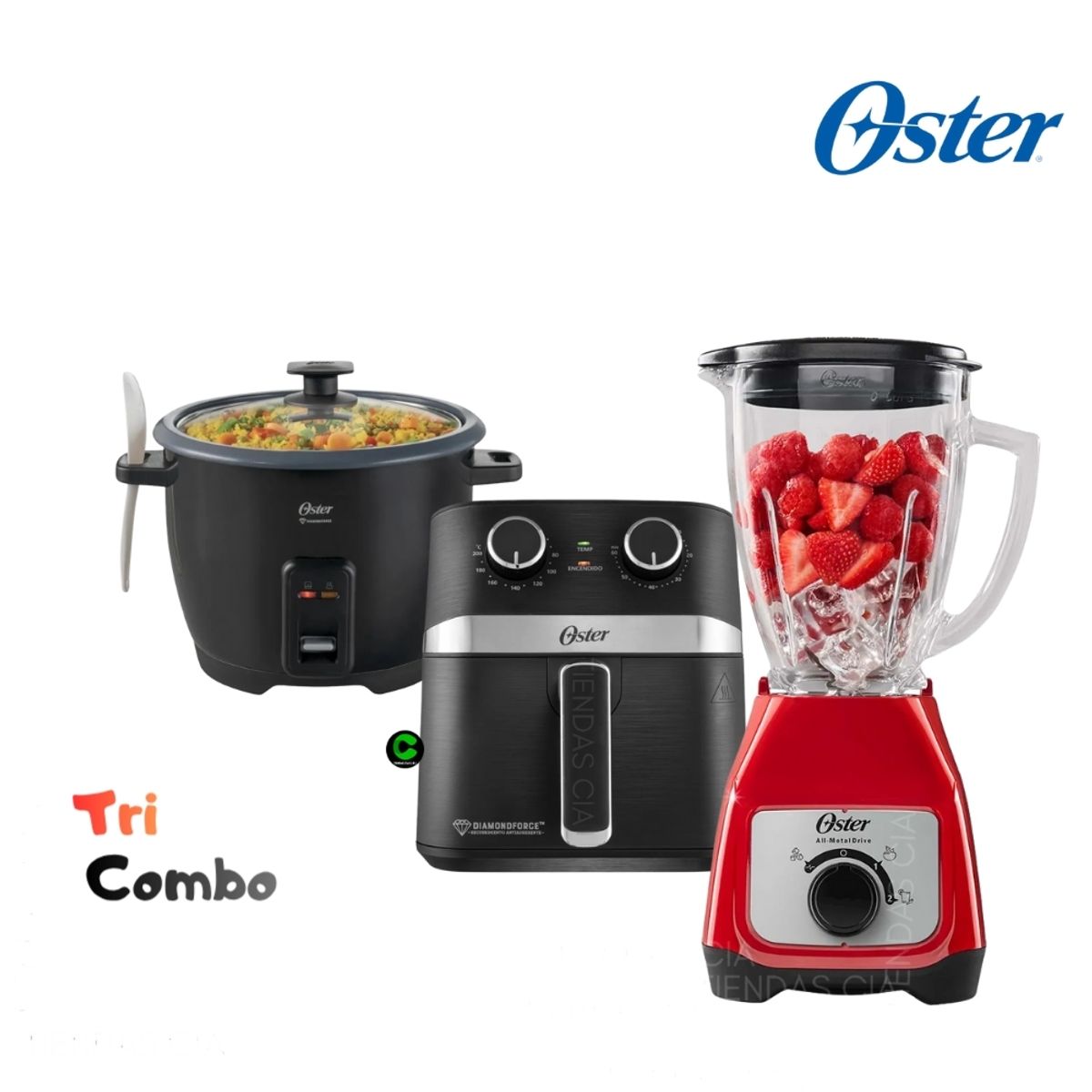 OSTER - Combo Oster Licuadora BLSTKAG-RRD + Freidora y Olla Arrocera 1-8L