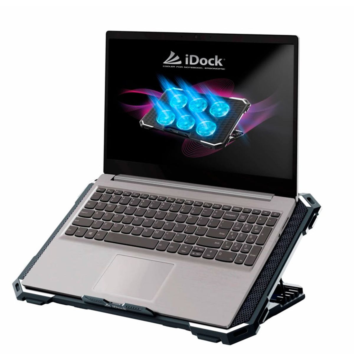 IDOCK - Cooler N2 Thermal Laptop 6 Ventiladores Malla Metálica Ajustable