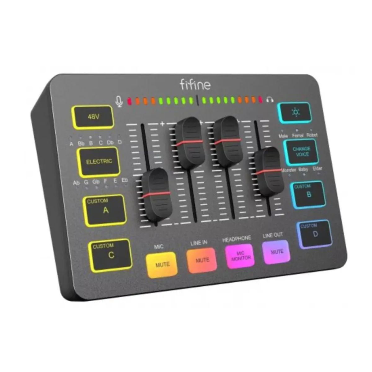 FIFINE - Mixer Fifine Ampligame Sc3 Rgb Streaming Xlr Black