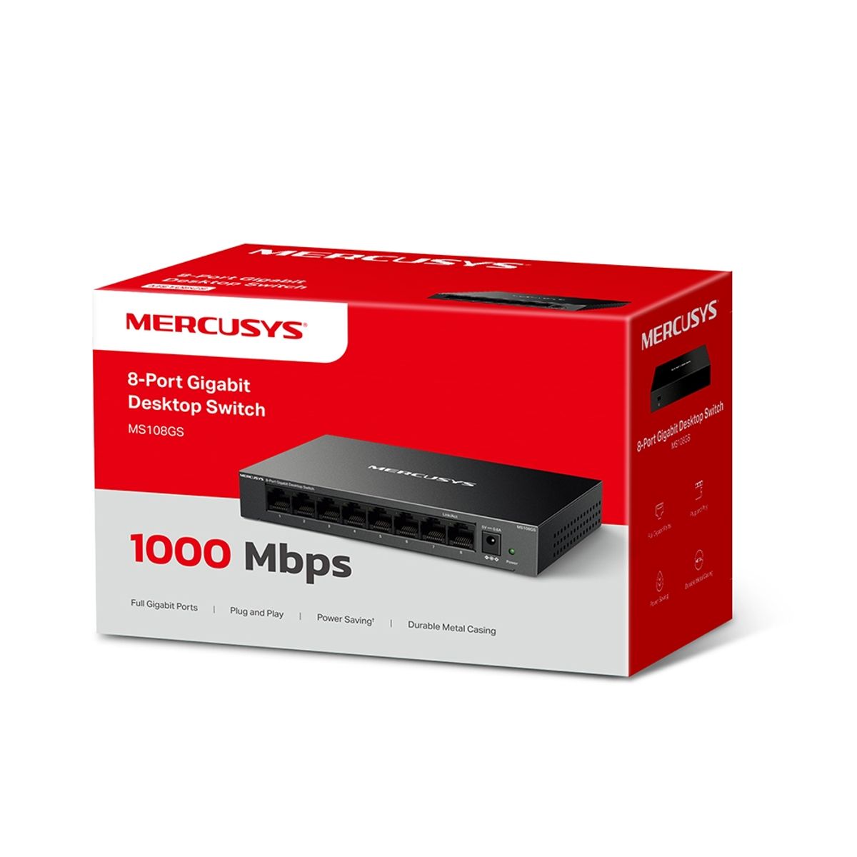 GENERICO - Switch Tp-Link Mercusys Ms108Gs De 8 Puertos Gigabit - Conectividad Rápida Y Fiable