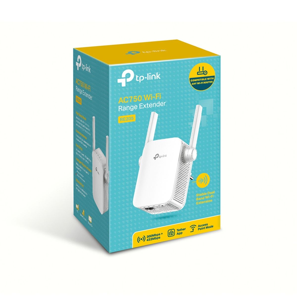 GENERICO - Extensor Wi-Fi Tp-Link Re205, Doble Banda 2.4 Ghz Y 5 Ghz, Optimiza Tu Conexión En Casa.