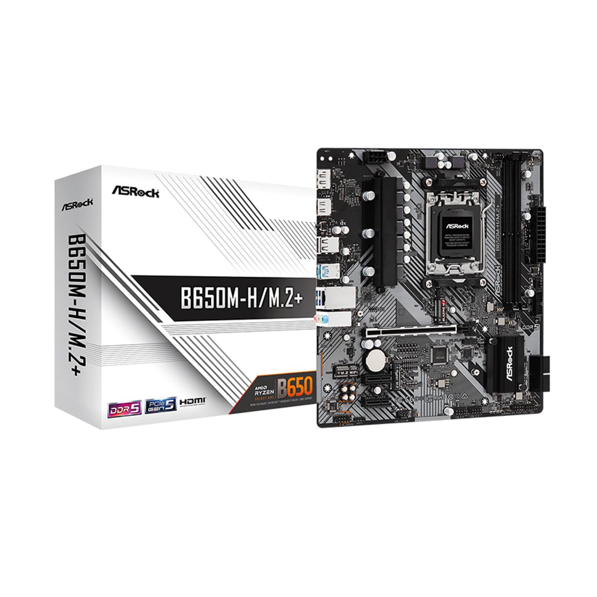 ASROCK - Placa Madre Asrock B650M-H/M.2+ Am5 Micro Atx Ddr5 - Rendimiento Avanzado Y Conectividad O