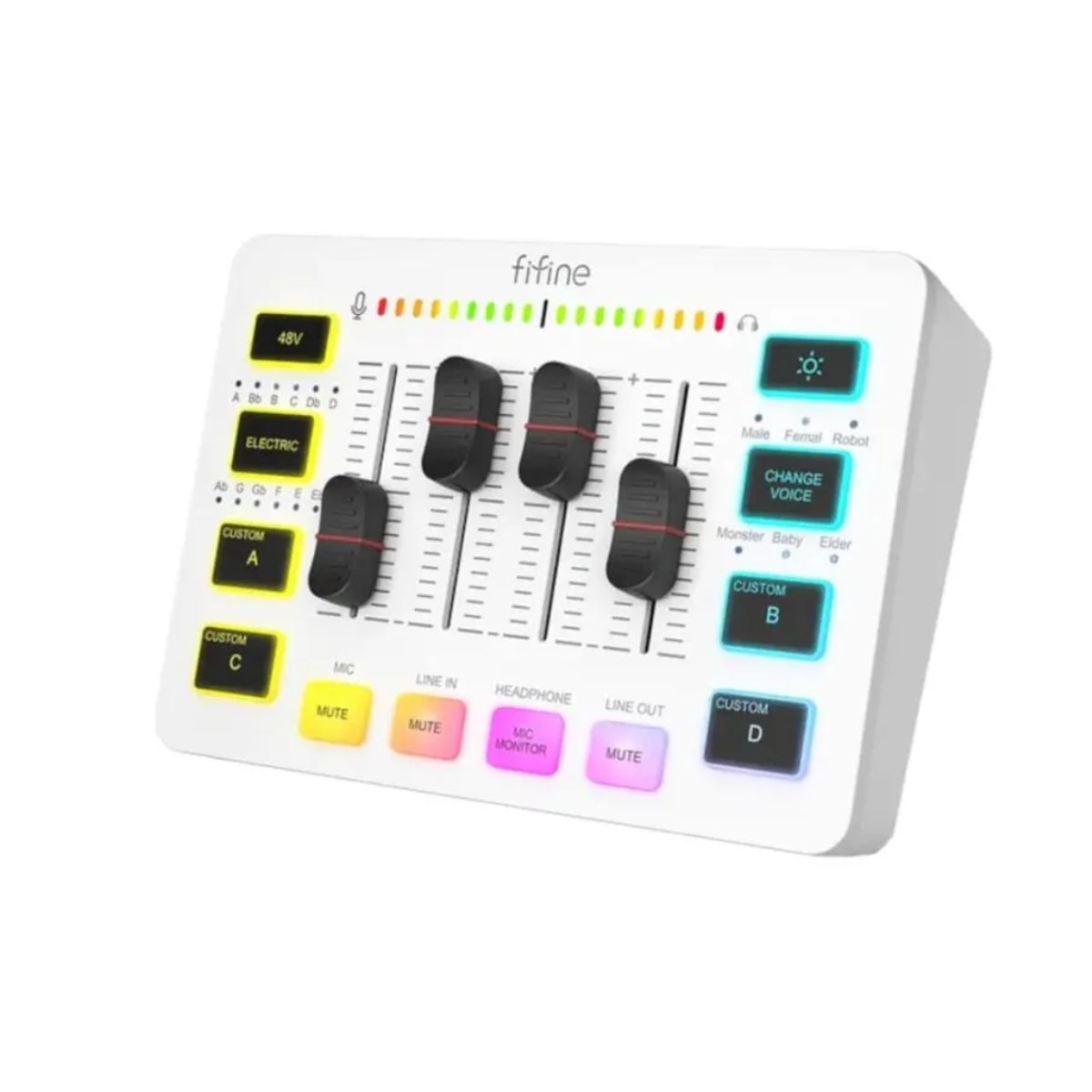 FIFINE - Mixer Fifine Ampligame Sc3 Rgb Streaming Xlr BLANCO