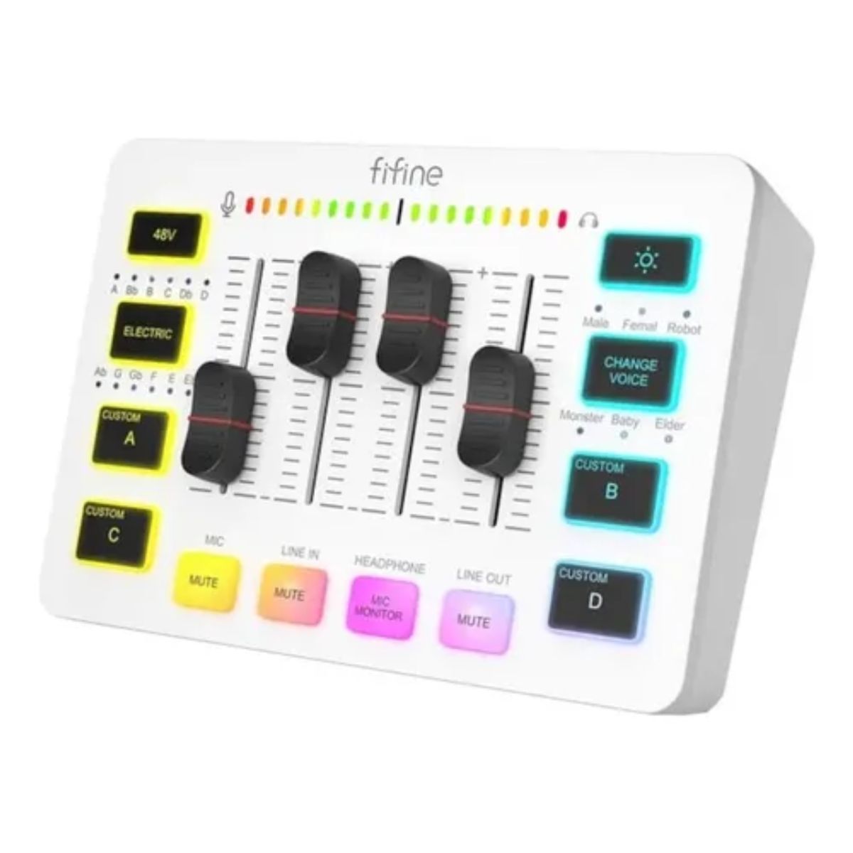 FIFINE - Mixer Fifine Ampligame Sc3 Rgb Streaming Xlr BLANCO