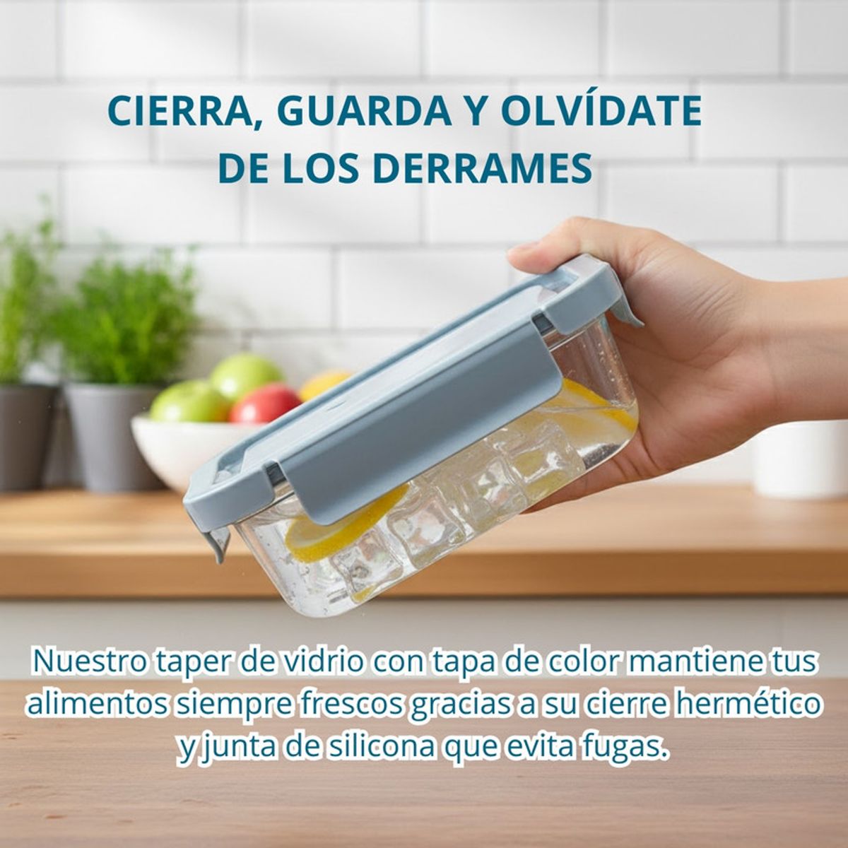 PENTHA - Taper De Vidrio Hermético 700ml Rectangular Set De 3 Unidades