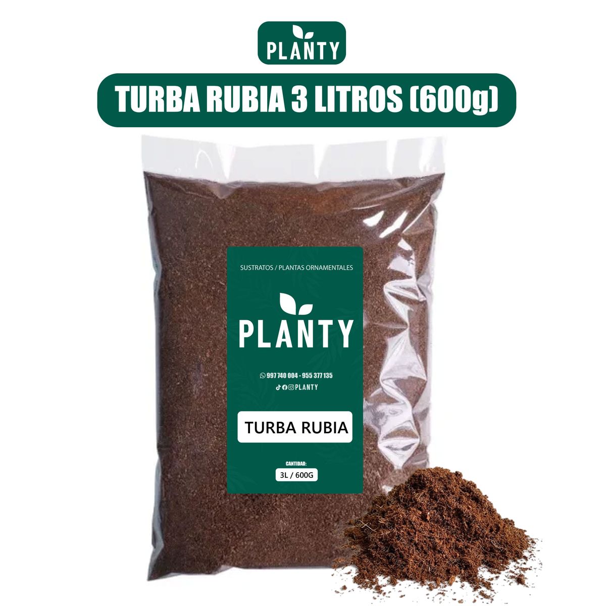 GENERICO - Sustrato Premium - Turba Rubia 3 Litros 600g