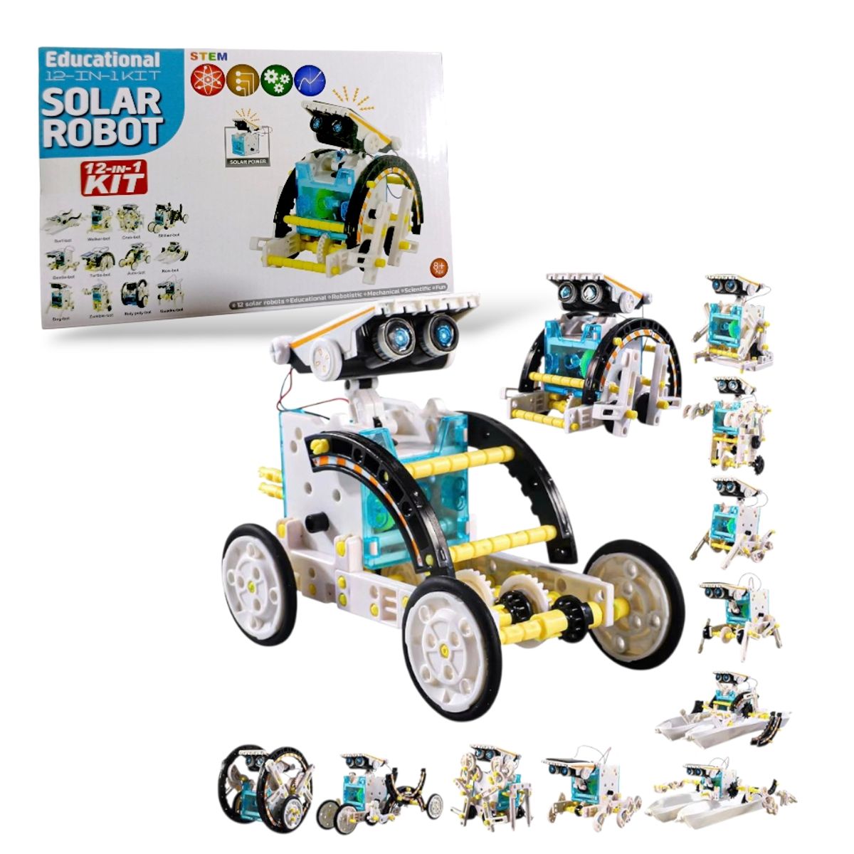 GENERICO - Robot solar armable 12 en 1 Steam 190 pcs
