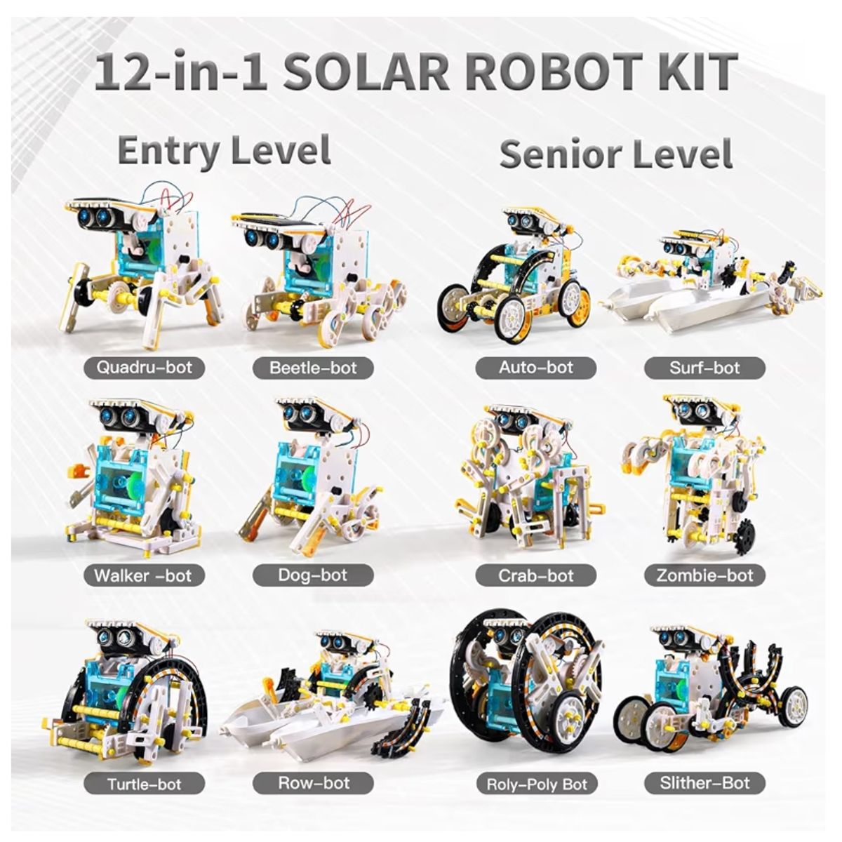 GENERICO - Robot solar armable 12 en 1 Steam 190 pcs
