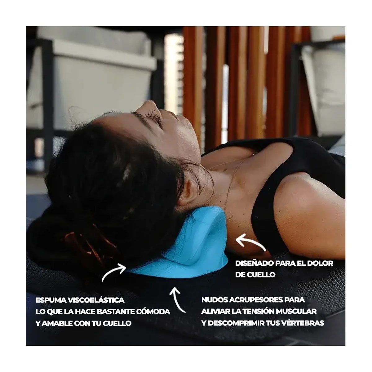 GENERICO - Cojin Cervical Quiropráctico Relajante De Cuello Y Hombros Azul Goma