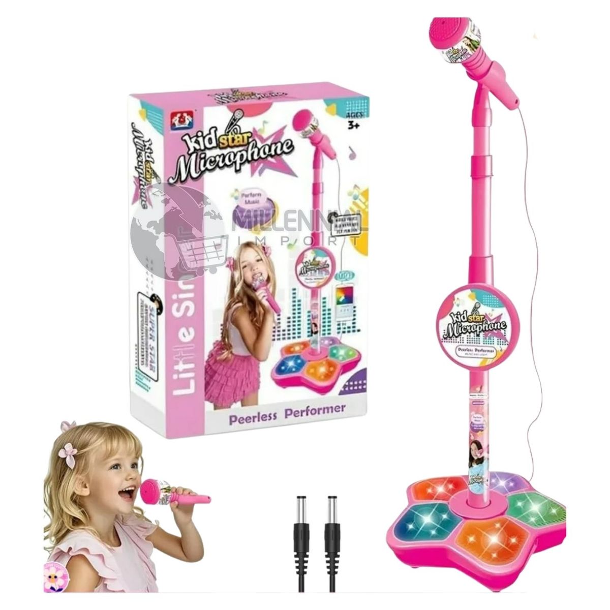 GENERICO - Microfono para Niños con Conexión a Celular + Base Iluminada Karaoke en Casa