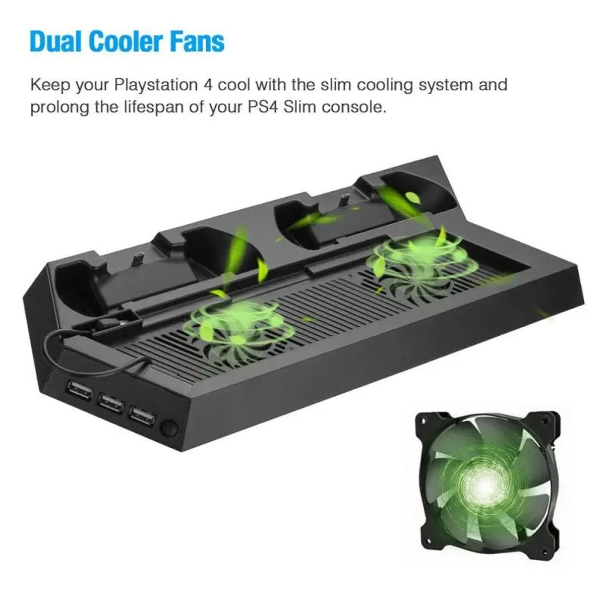 GENERICO - Soporte Base Vertical Cooler Y Cargador Para Ps4 Fat