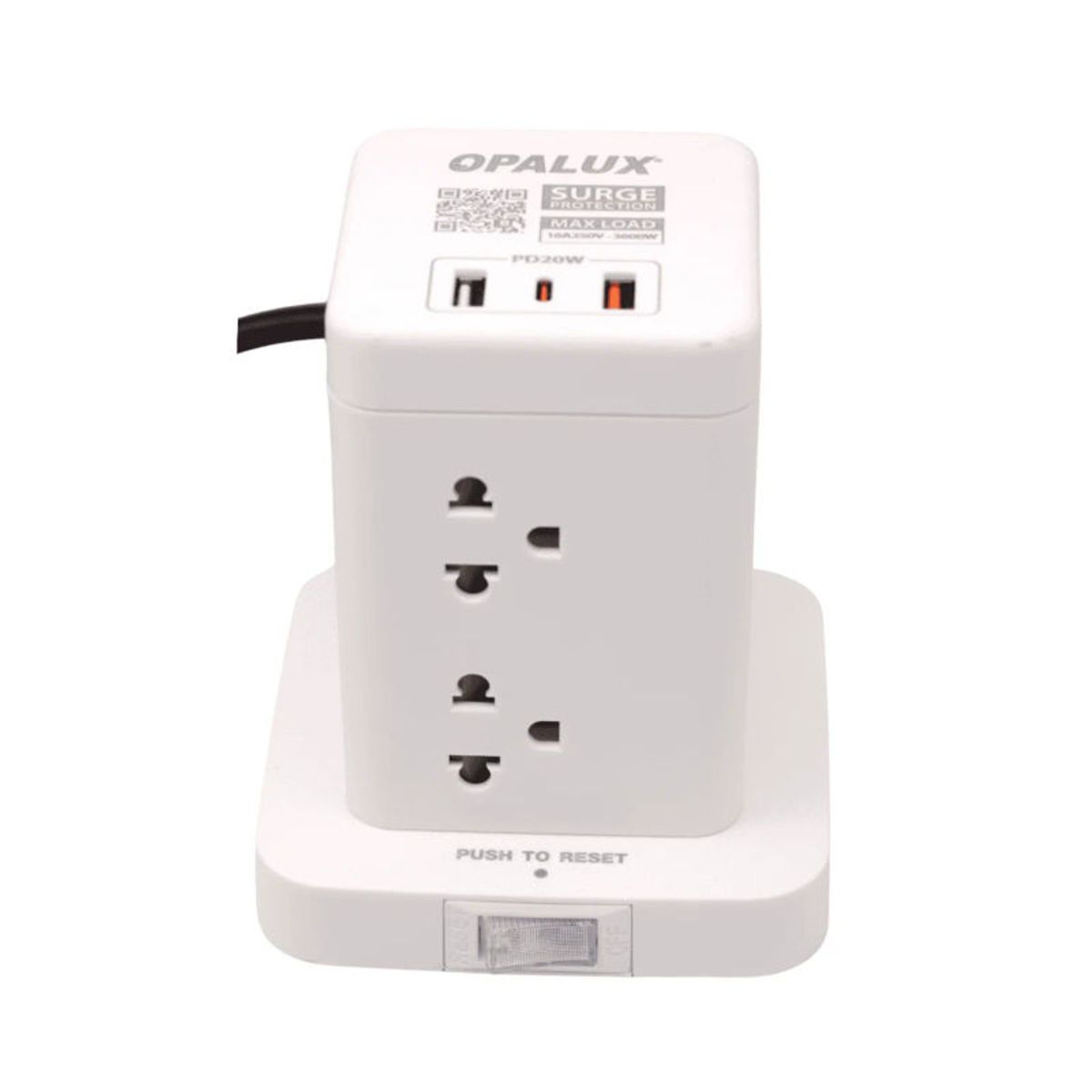 OPALUX - Adaptador tipo Torre de 8 tomas 2 Usb Tipo A + Tipo C Opalux OP-TW8