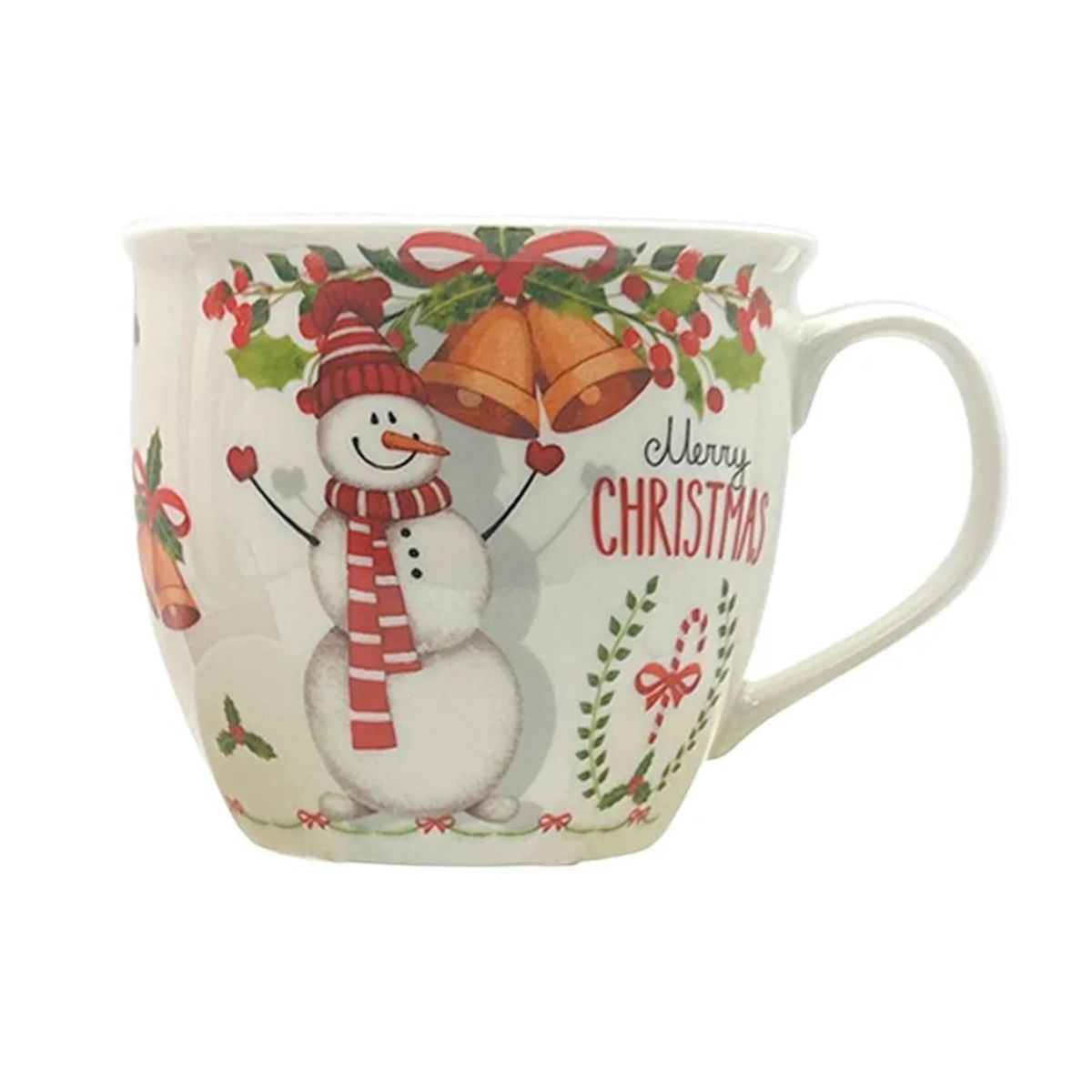 ICHIMATSU - Taza de Loza Navideño con diseño de Muñeco de Nieve y estuche 17 oz X6