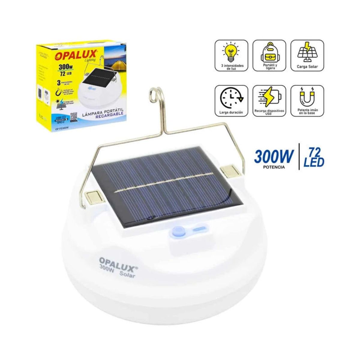 OPALUX - Lámpara Portátil Recargable LED 300W OP-FD300W OPALUX