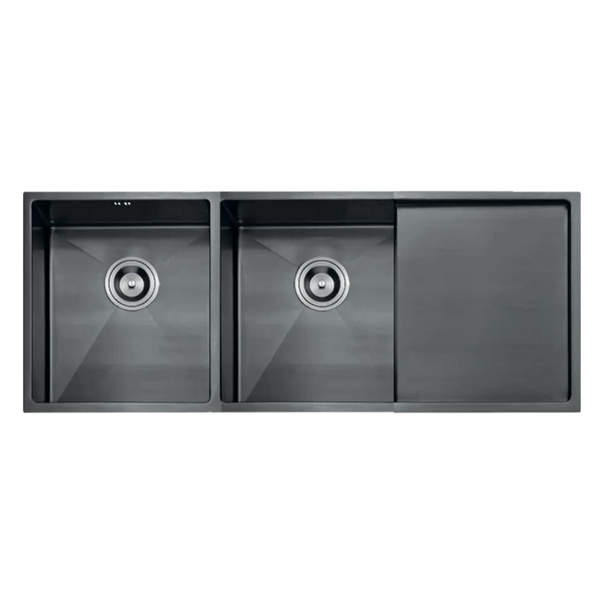 XM - Lavadero Doble de Lujo 120x50 cm Acero Inoxidable Nano Gun 2 Pozas con Escurridero