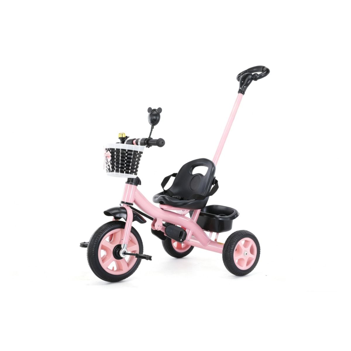 TOYUN TOYUN - Triciclo infantil de metal rosa con raíles