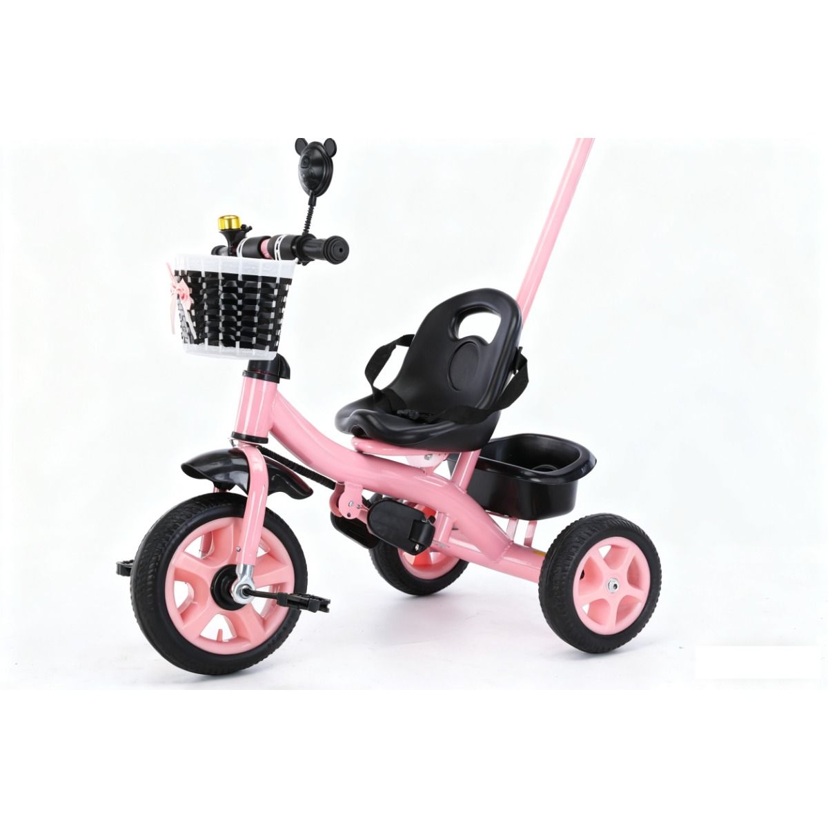 TOYUN TOYUN - Triciclo infantil de metal rosa con raíles