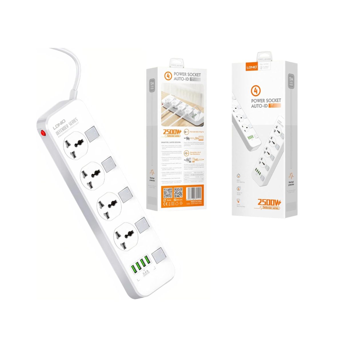 Toma Corriente Regleta 4 USB Ldnio SC4408 2500 W, marca LDNIO - Foto Principal