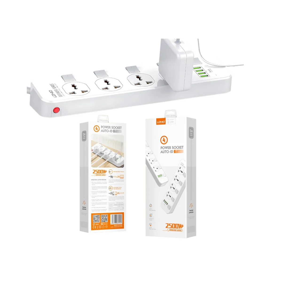 Toma Corriente Regleta 4 USB Ldnio SC4408 2500 W, marca LDNIO - Foto 2