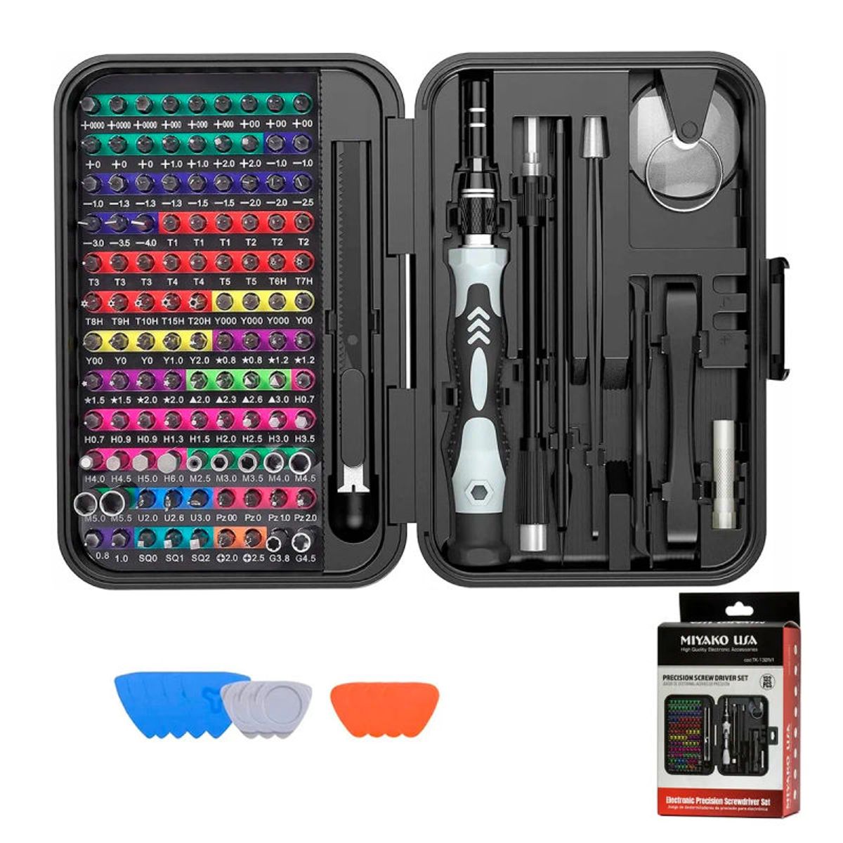 MIYAKO - Juego de destornillador de Precisión MIYAKO 132 en 1 TK-132N1