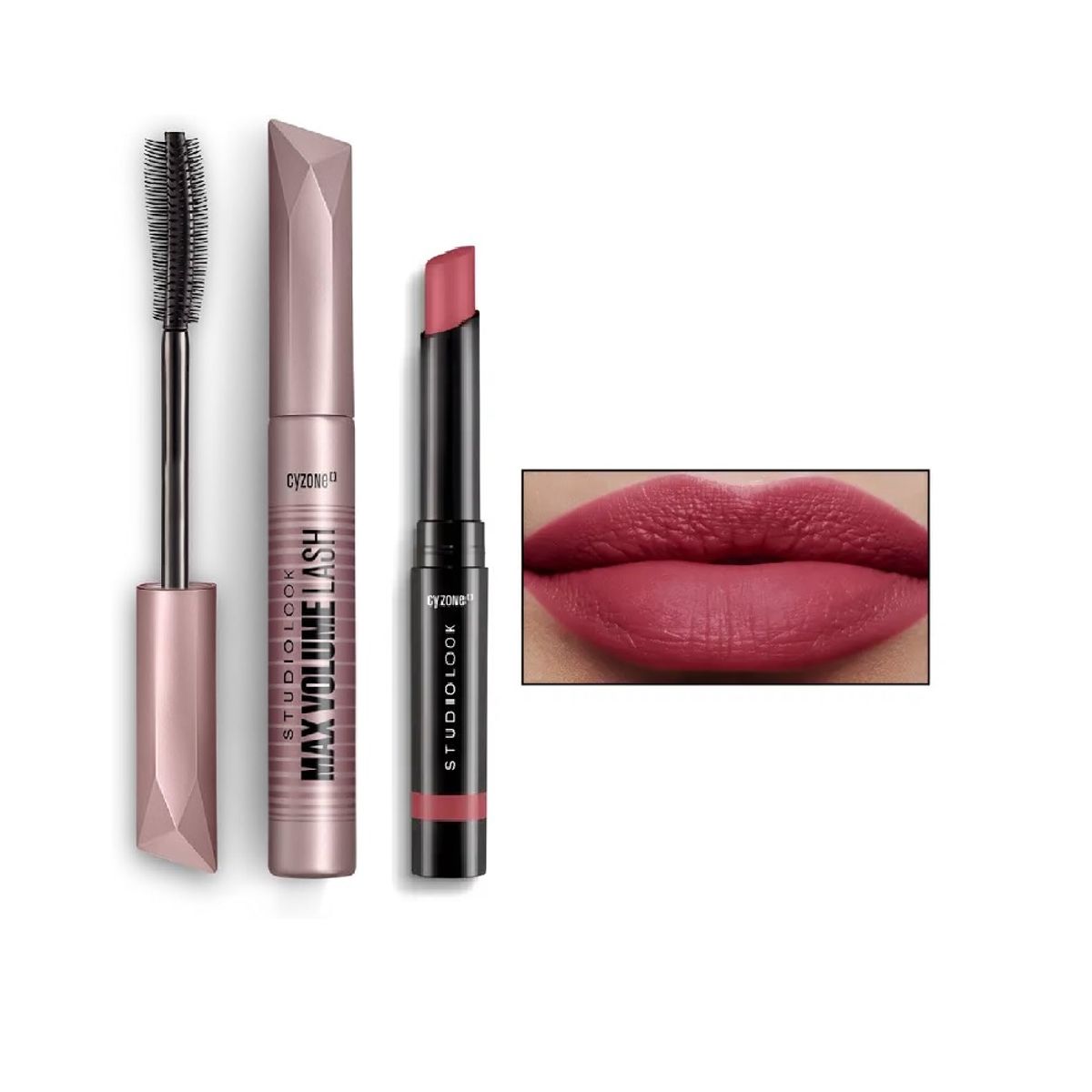 CYZONE - Pack Máscara de Pestañas Max Volumen Lash+ Labial Burn Nude