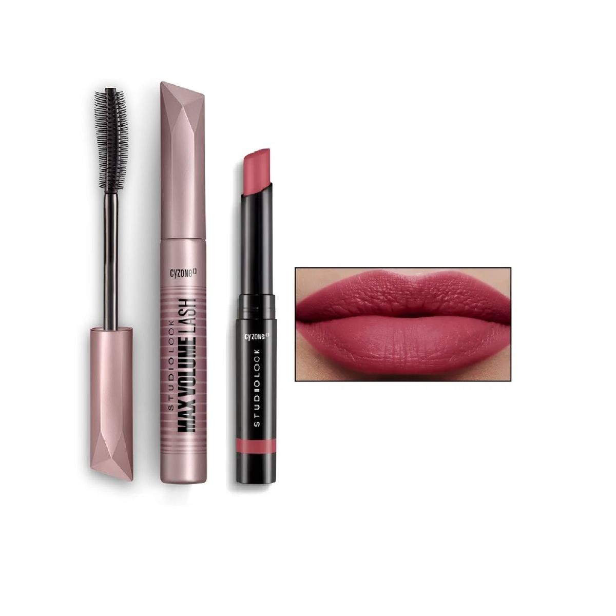 CYZONE - Pack Máscara de Pestañas Max Volumen Lash+ Labial Burn Nude