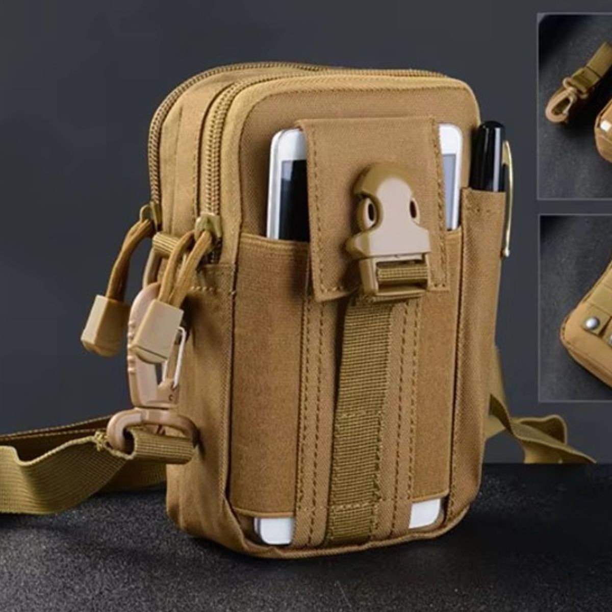 GENERICO - Pouch tactico portacelular con correaje bolso multifuncional Mini canguro morral molle