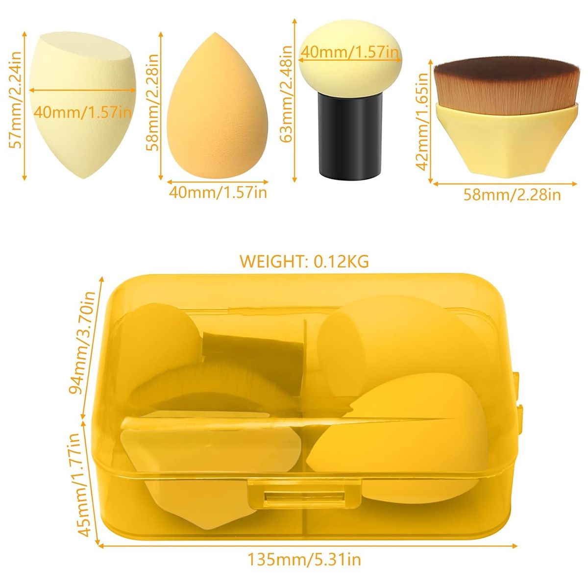 GENERICO - MAQUILLAJE SET ESPONJAS Y BROCHAS KIT 4 EN 1 BASE POLVO LIQUIDO BELLEZA PROFESIONAL