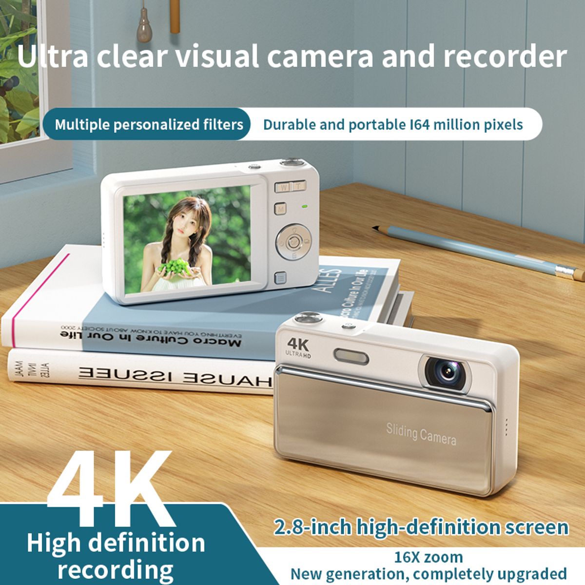 RENVMEXY - Estilo Puro y Blanco Tu Cámara 4K Portátil