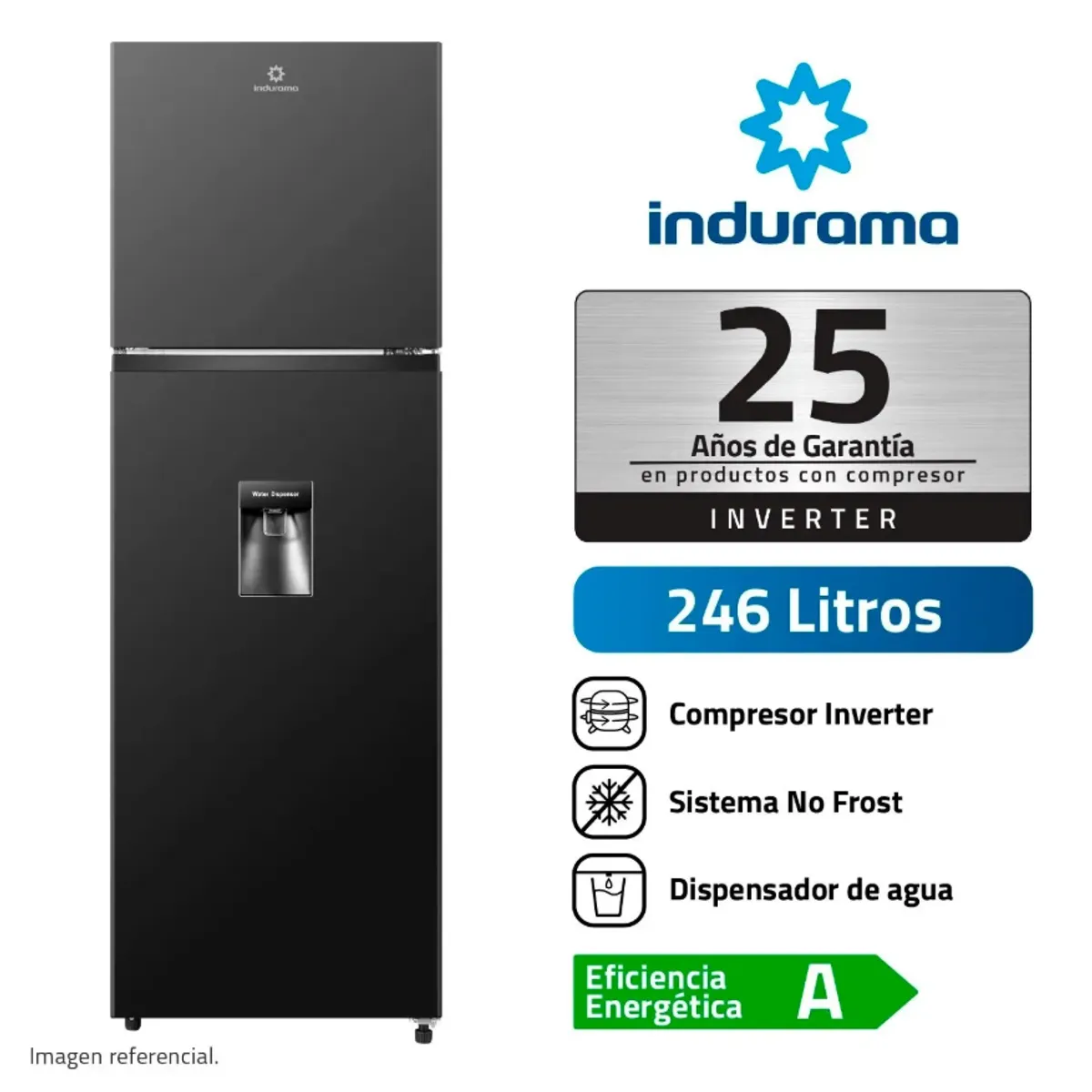 INDURAMA - Refrigeradora INDURAMA 245L No Frost RI-389DNI Negro