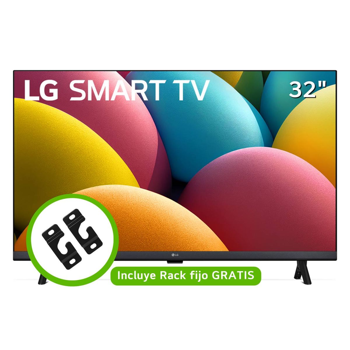 LG - Televisor LG Smart TV 32” HD con webOS y ThinQ AI 32LR600BPSC 2025 + Rack fijo GRATIS