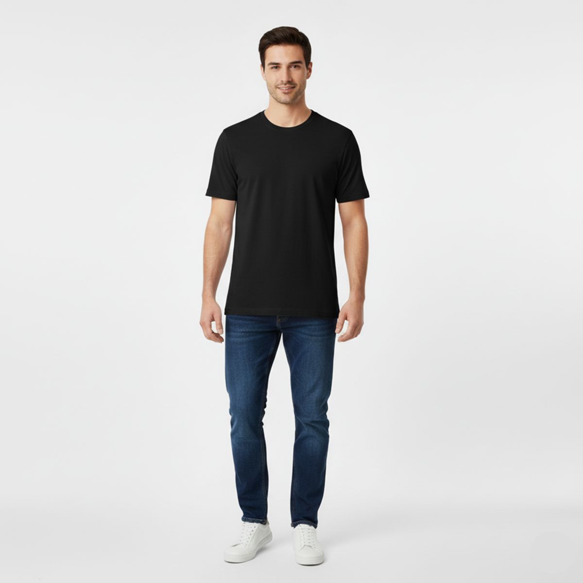 MANYA - Polo Básico de Algodón - Negro