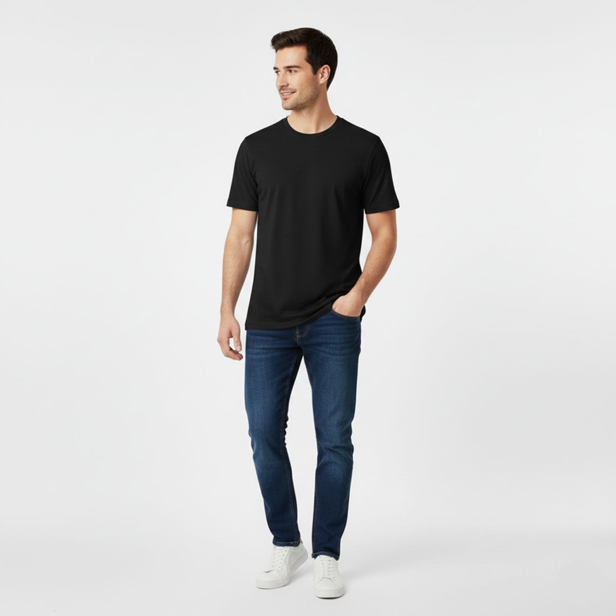 MANYA - Polo Básico de Algodón - Negro