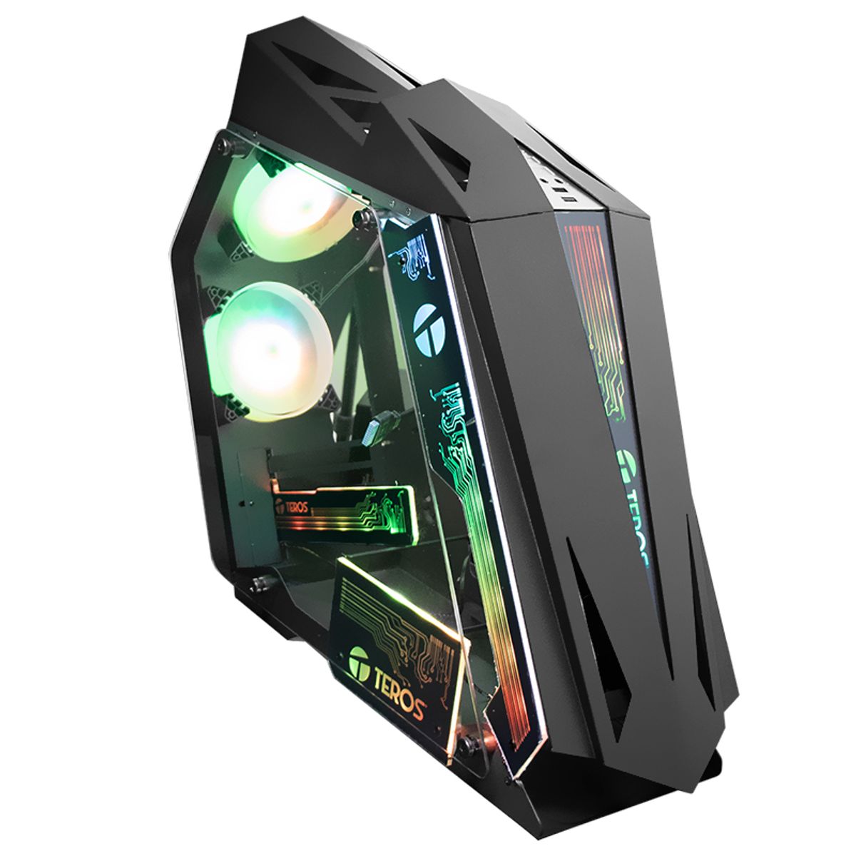TEROS - CASE GAMER TEROS TE-1314G, MID TOWER, USB 3.0 / USB 2.0, AUDIO, VENTILADOR ARGB, NEGRO