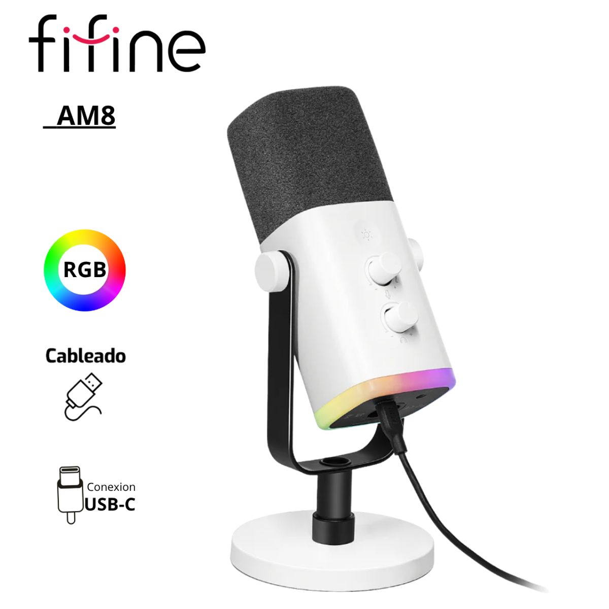 FIFINE - Micrófono Fifine AM8 WHITE Dinámico