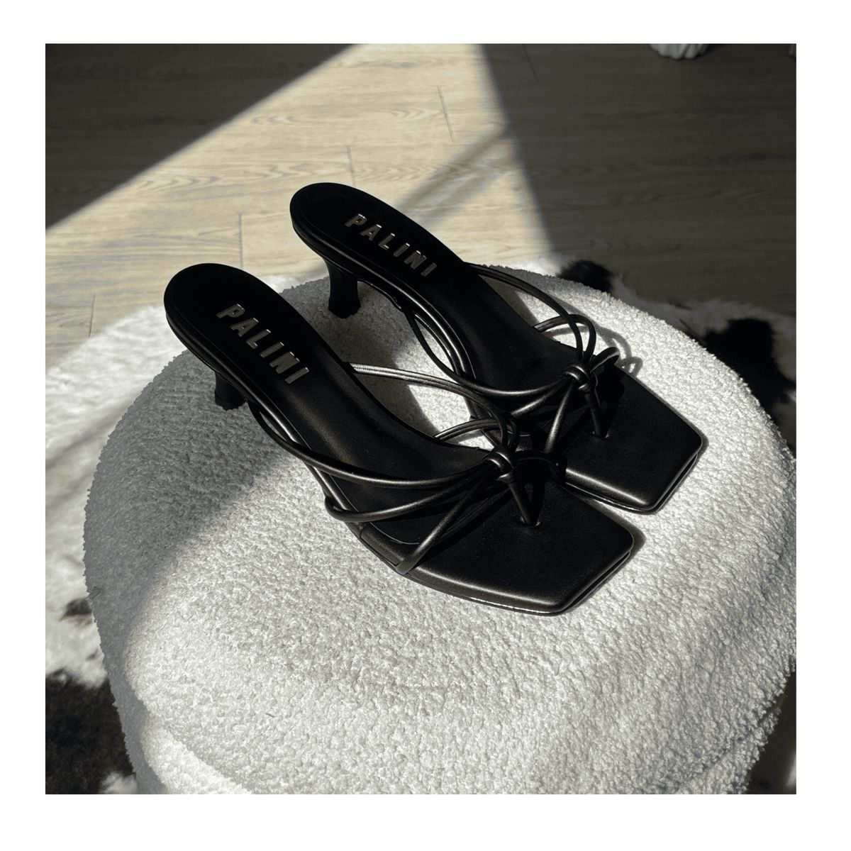 PALINI SHOES - taco 5 de vestir en punta cuadrada color negro