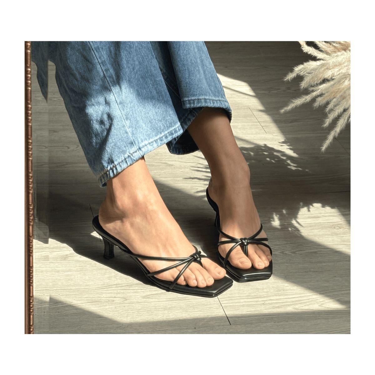 PALINI SHOES - taco 5 de vestir en punta cuadrada color negro