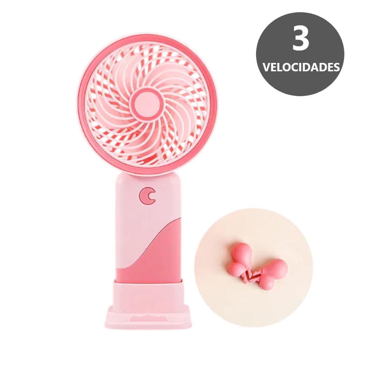 GENERICO - Potente Ventilador portátil 3 velocidades mini - Rosado