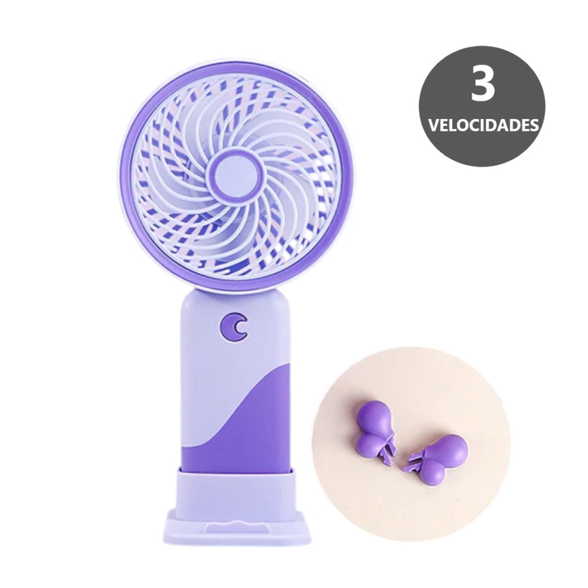 GENERICO - Potente Ventilador portátil 3 velocidades mini - Morado