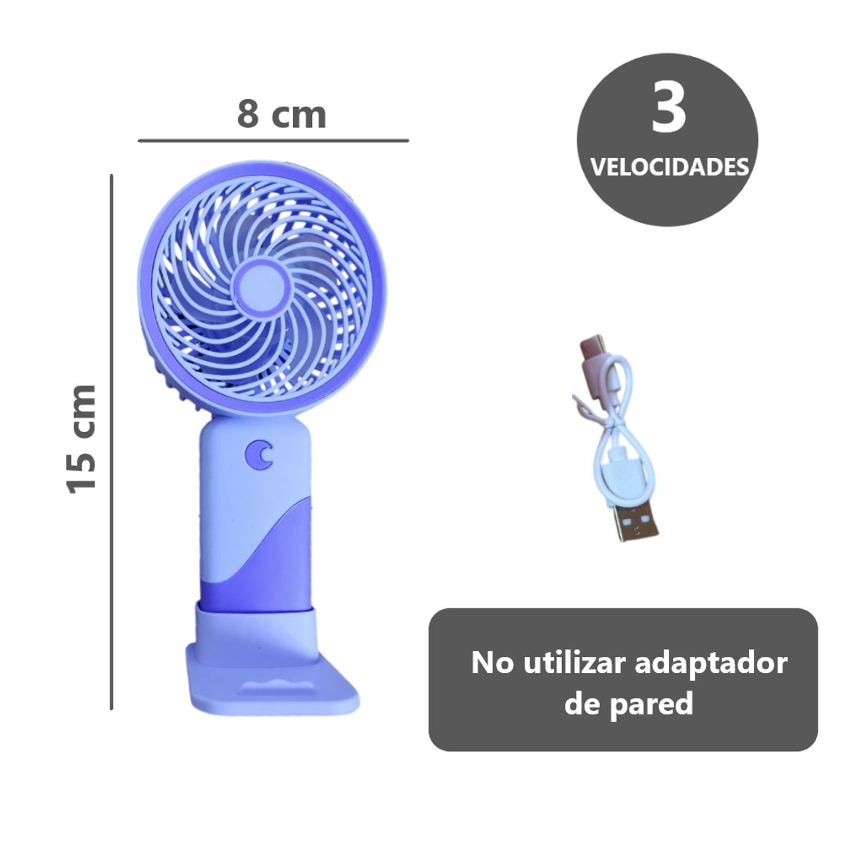 GENERICO - Potente Ventilador portátil 3 velocidades mini - Morado
