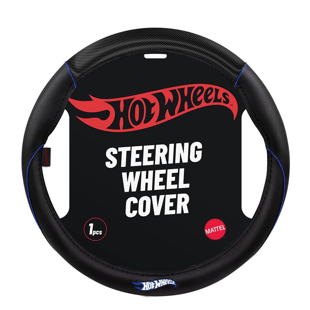 HOT WHEELS - Cubre Volante Universal Hot Wheels 011 Negro Hilo Rojo