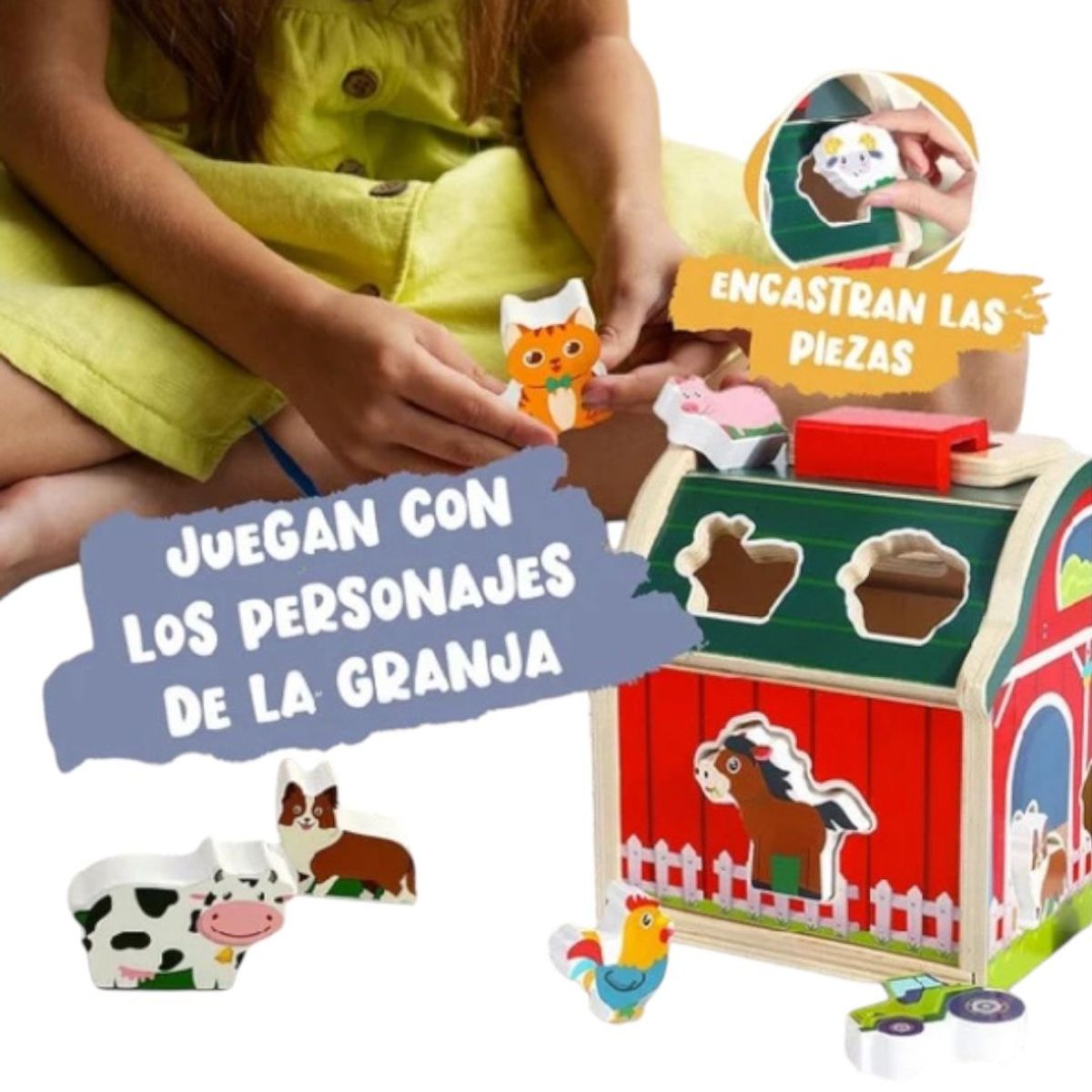 GENERICO - CASITA DIDÁCTICA GRANJA ENCAJE DE MADERA