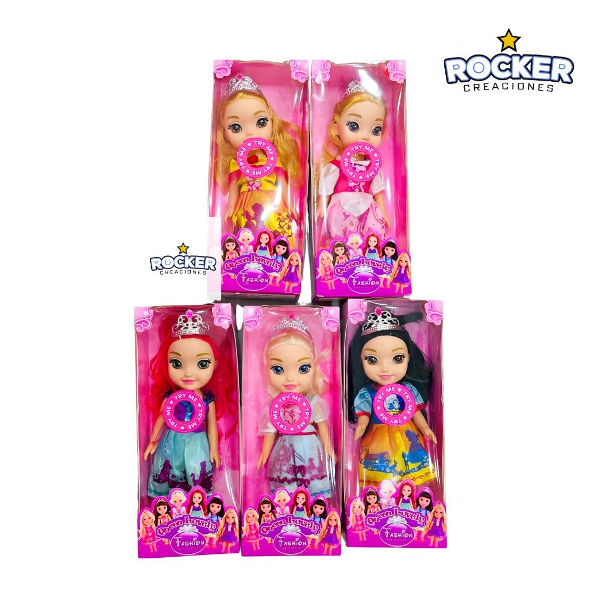 GENERICO - BOX DE 6  MUÑECAS PRINCESAS MUSICAL