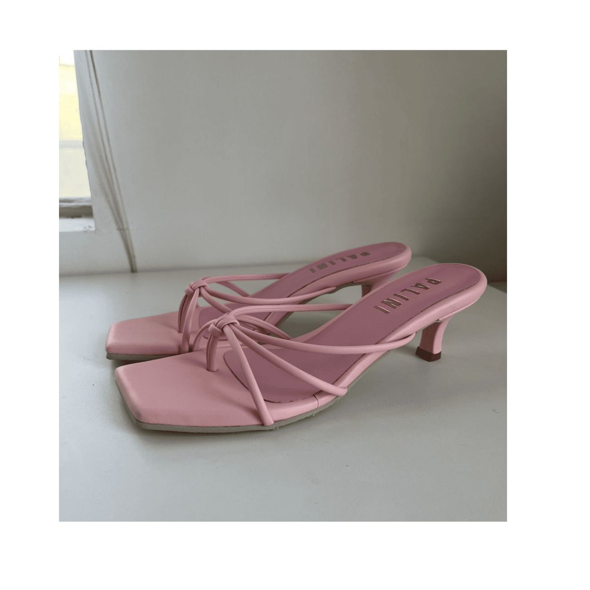 PALINI SHOES - taco 5 de vestir en punta cuadrada color rosa