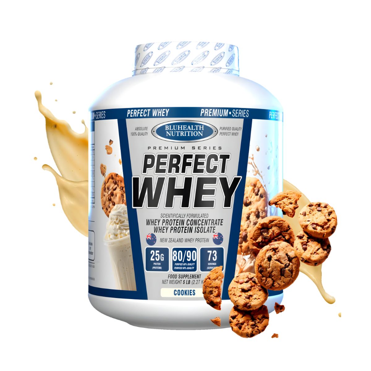 GENERICO - Perfect Whey - Proteina Whey Bluhealth Nutrition 5 LB - Cookie and cream