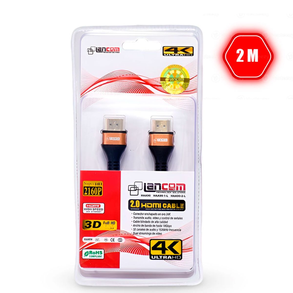 LANCOM - Cable LANCOM HDMI HAA90-1L 2 Metros 90° 4K
