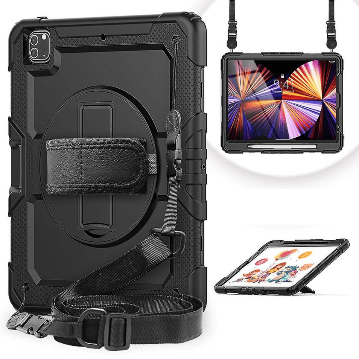 GENERICO - Funda para iPad 5ta Gen 97 Rugged Grip 360° Antishock Negro