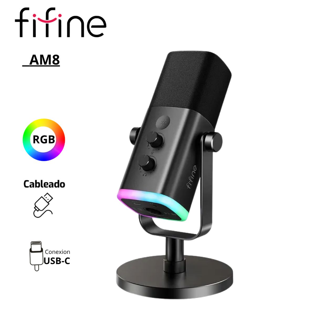 FIFINE - Micrófono Fifine AM8 black Dinámico